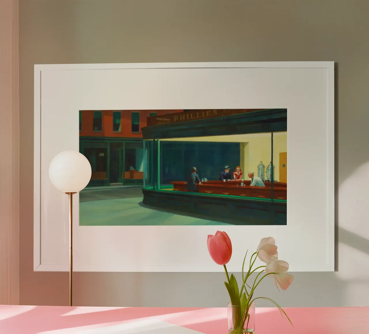 Nighthawks di Edward Hopper poster con telaio in alluminio da Classic Art Prints