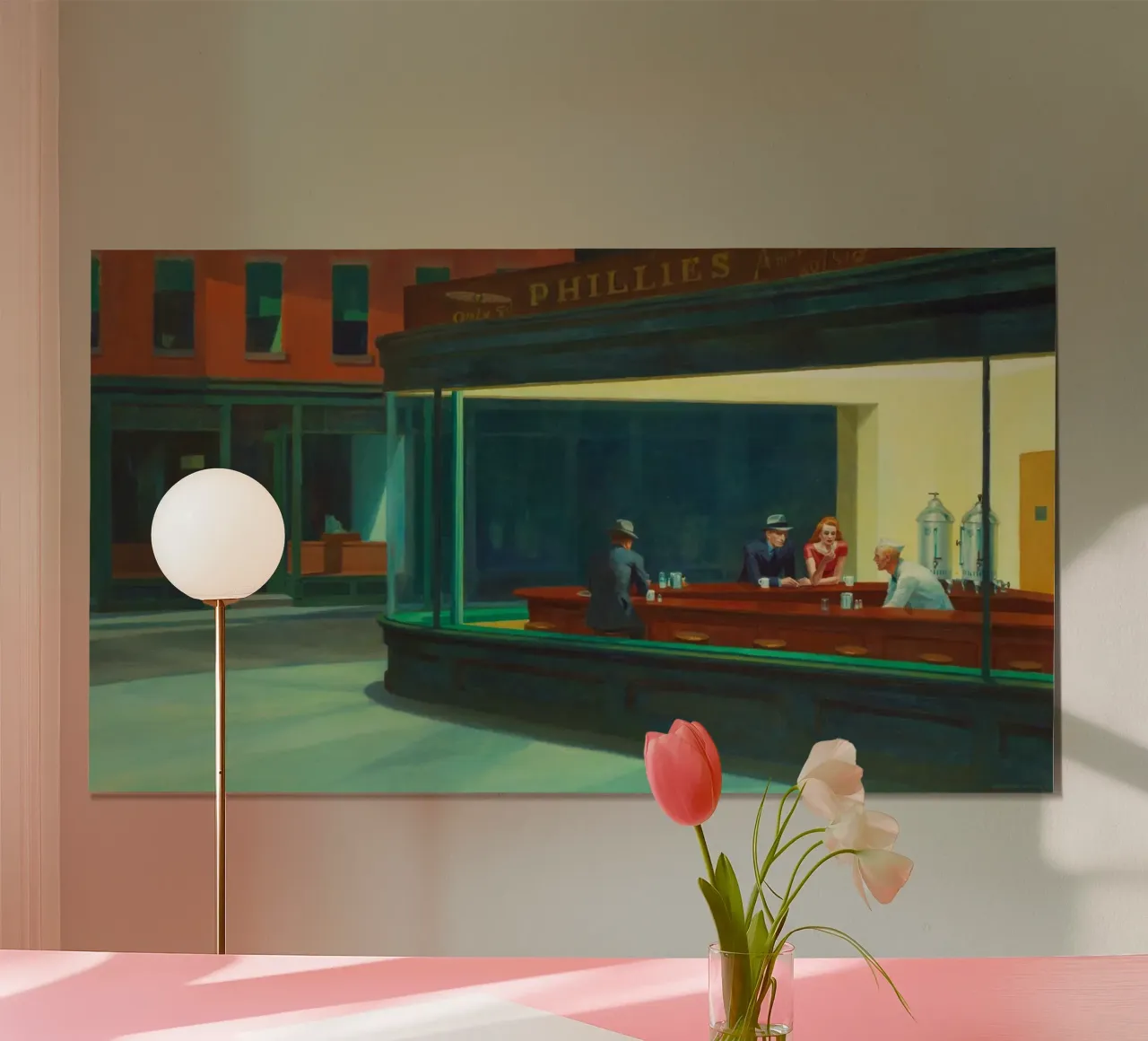 Nighthawks di Edward Hopper poster con telaio in alluminio da Classic Art Prints