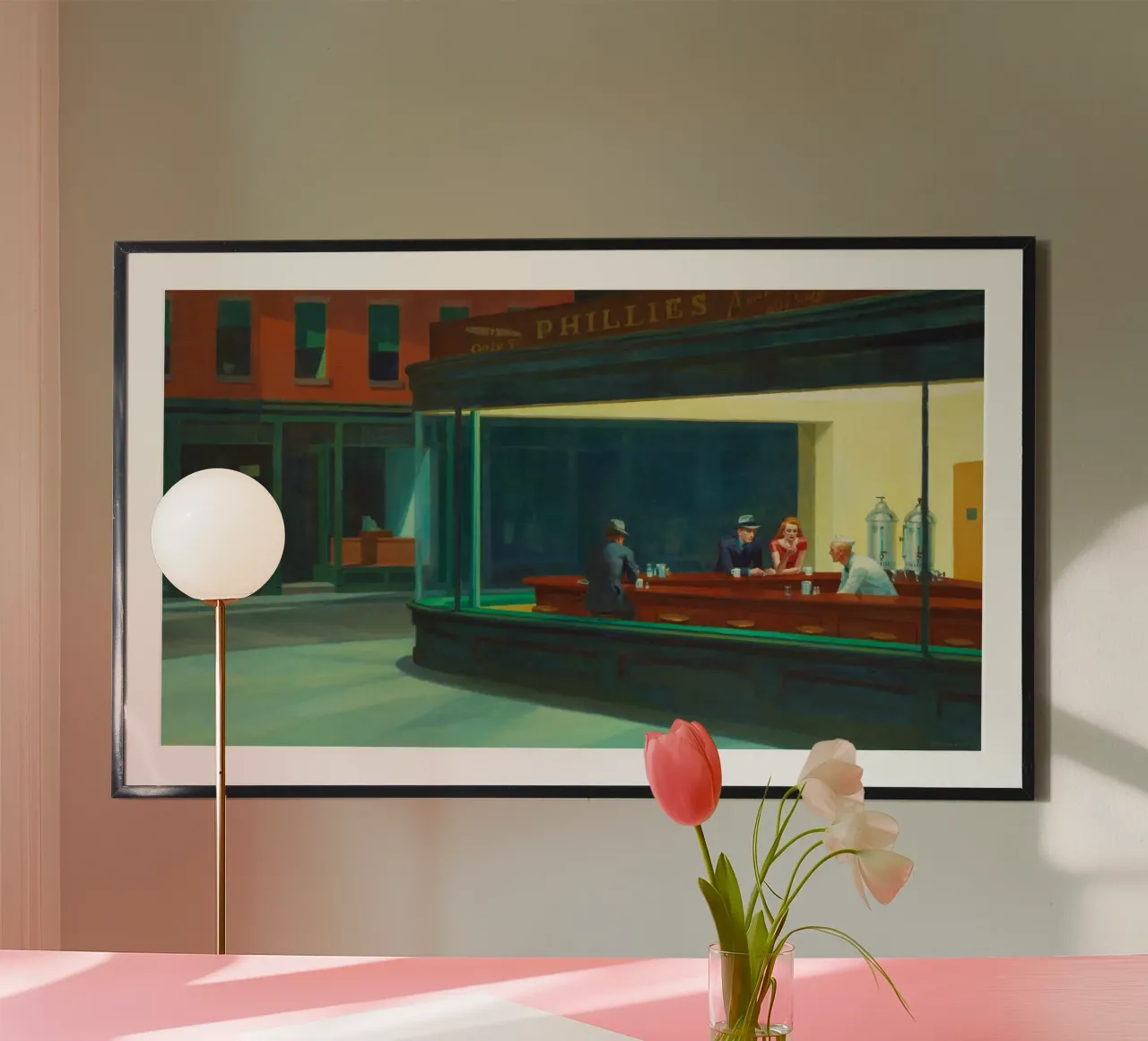 Nighthawks di Edward Hopper poster con telaio in alluminio da Classic Art Prints