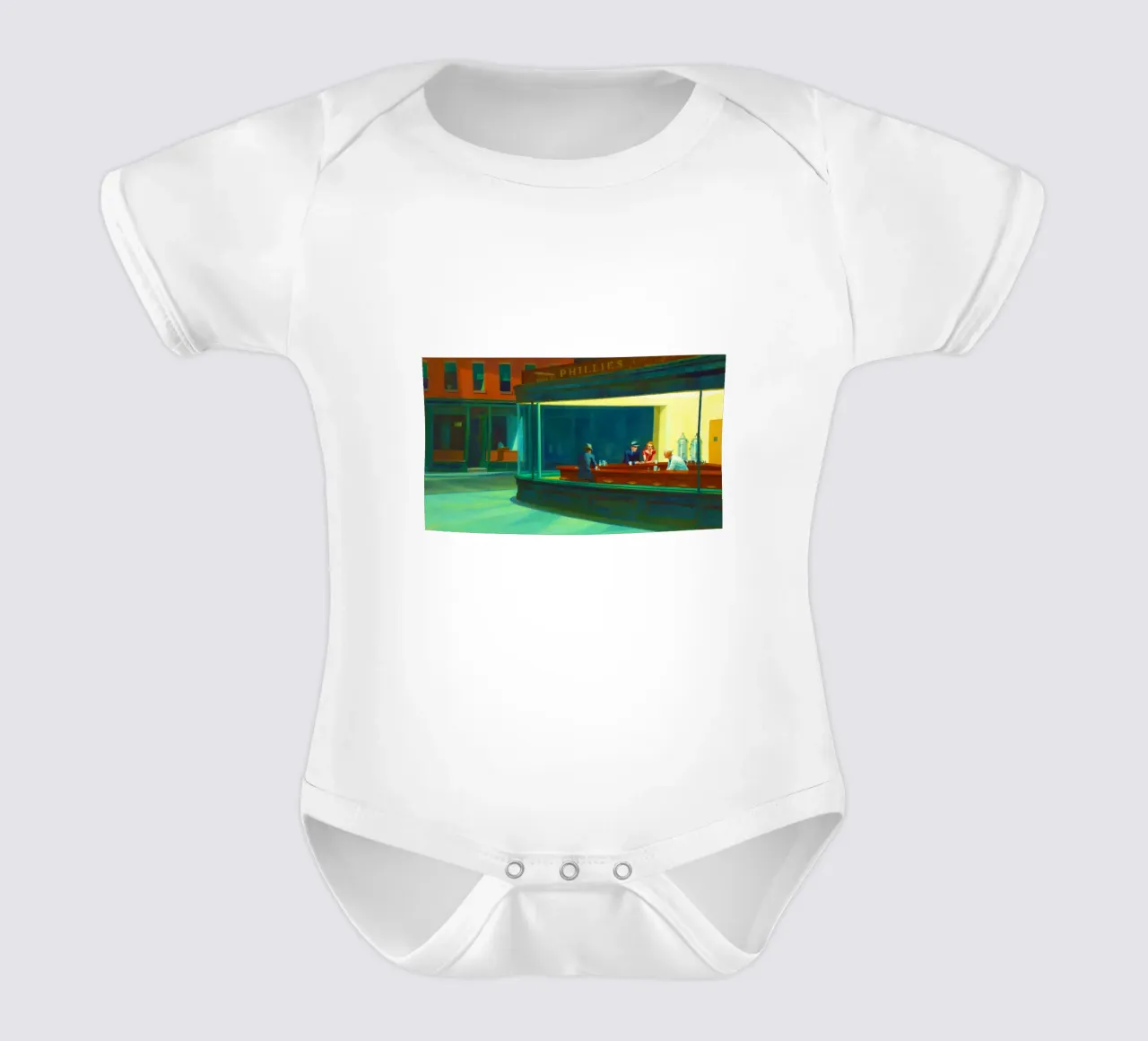 Nighthawks di Edward Hopper. body neonato maniche corte da Chérie Prints