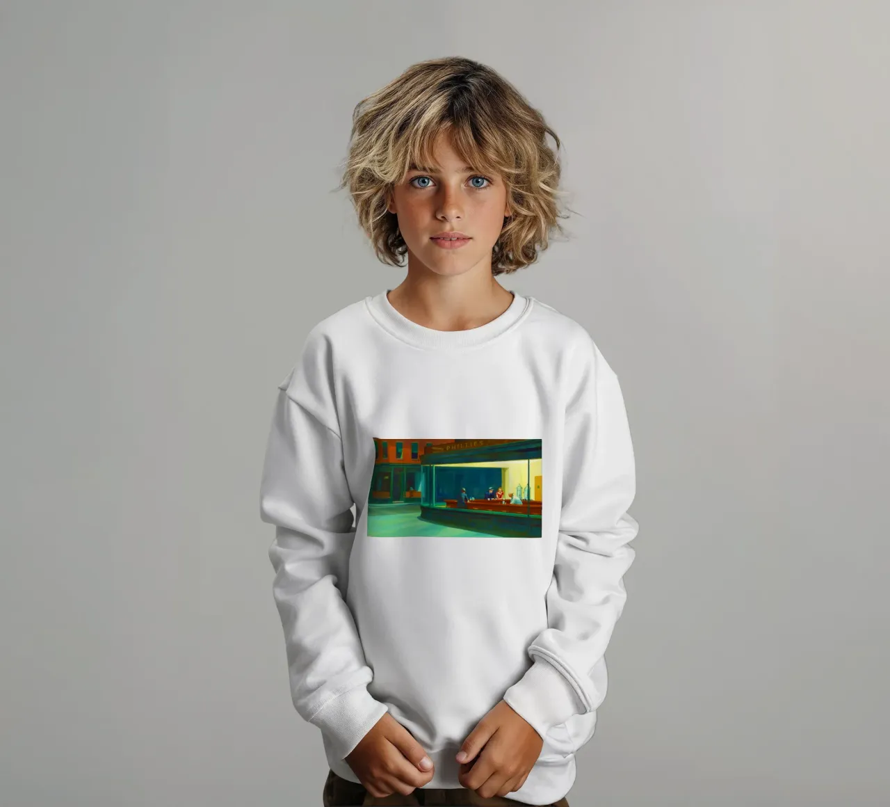 Nighthawks di Edward Hopper. felpa bambino da Chérie Prints