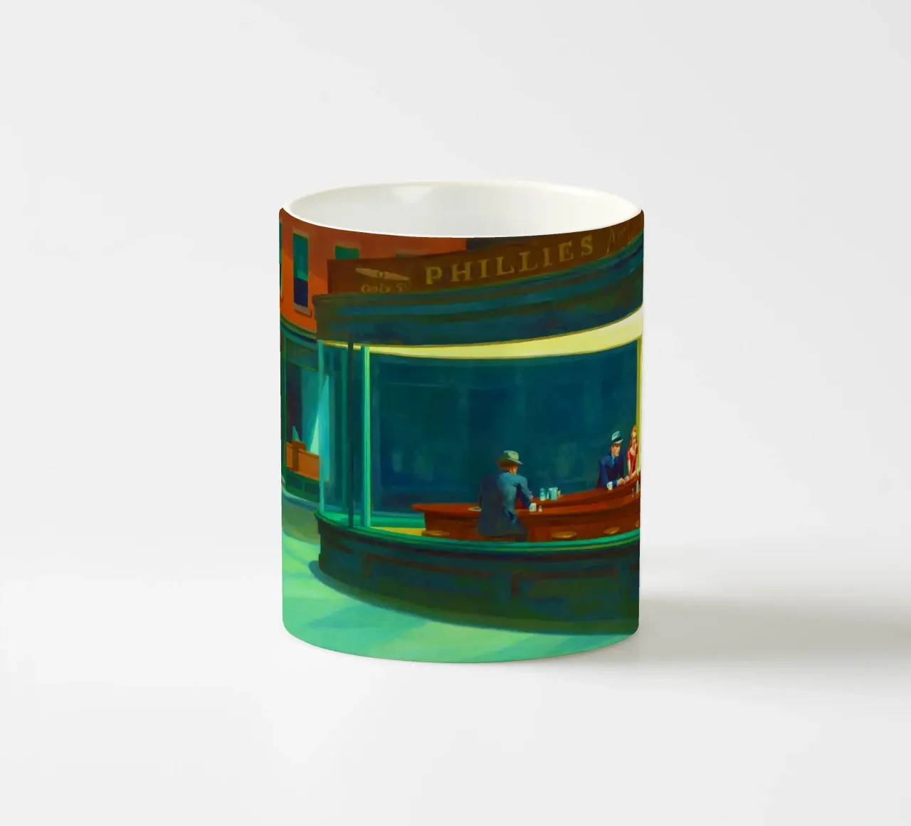 Nighthawks di Edward Hopper. tazza in ceramica da Chérie Prints