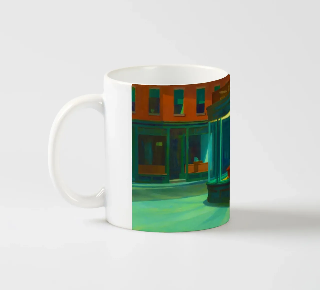 Nighthawks di Edward Hopper. tazza in ceramica da Chérie Prints