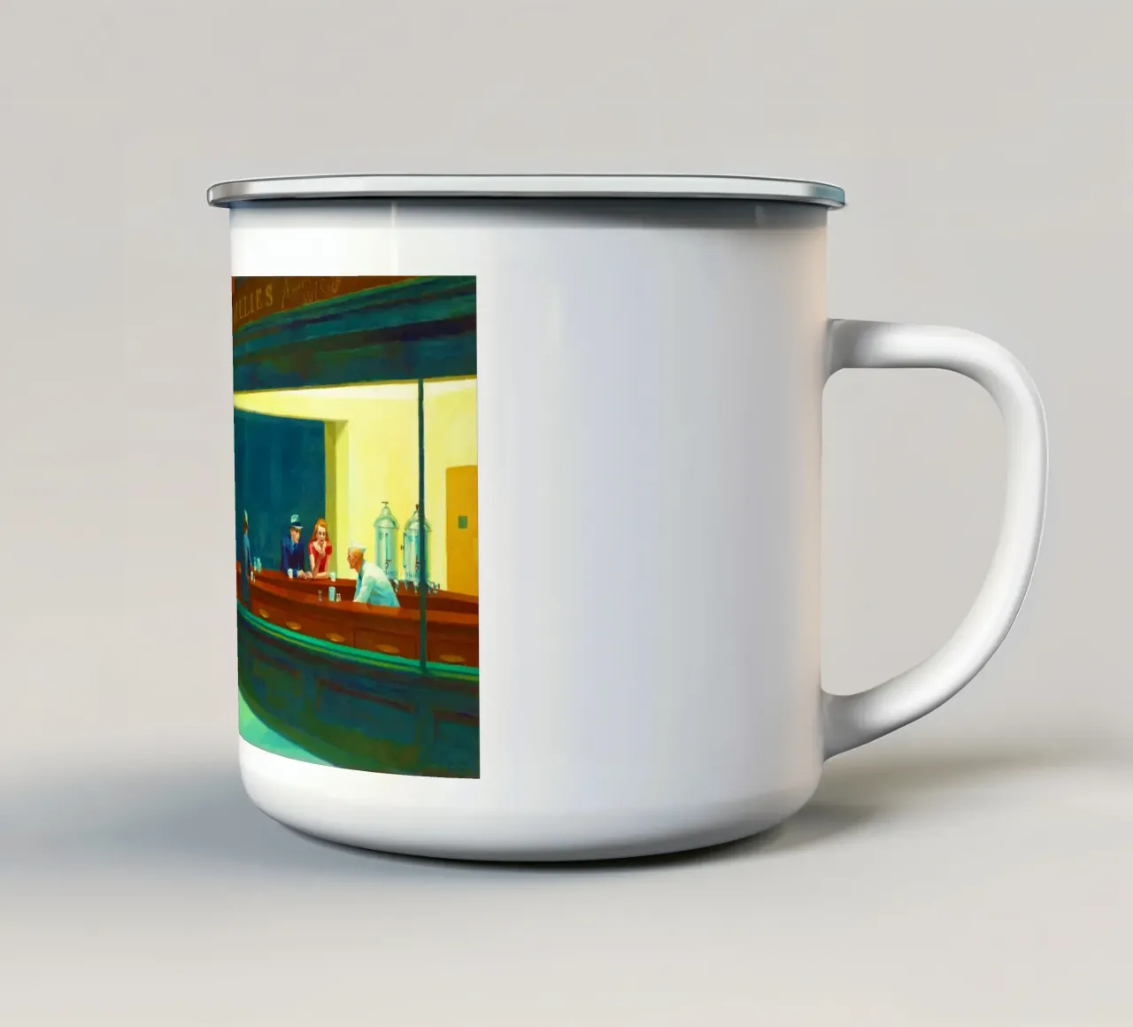 Nighthawks di Edward Hopper. tazza in smalto da Chérie Prints