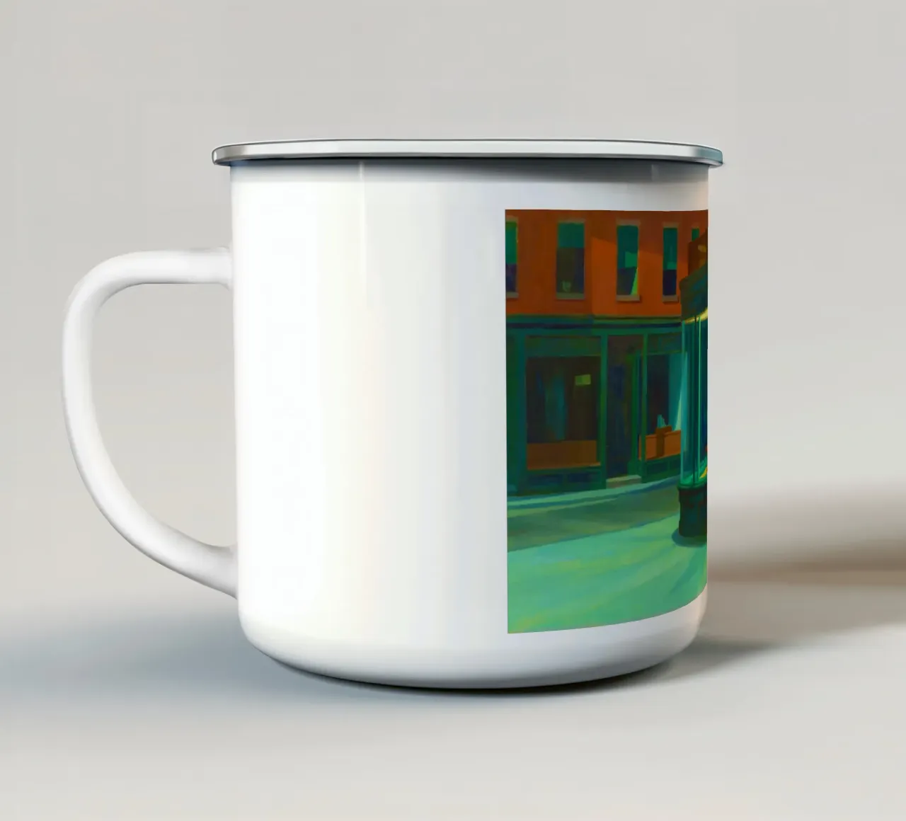Nighthawks di Edward Hopper. tazza in smalto da Chérie Prints
