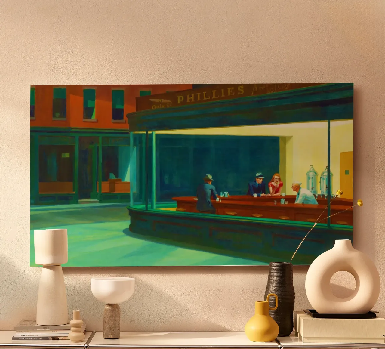 Nighthawks di Edward Hopper. alluminio dibond da Chérie Prints