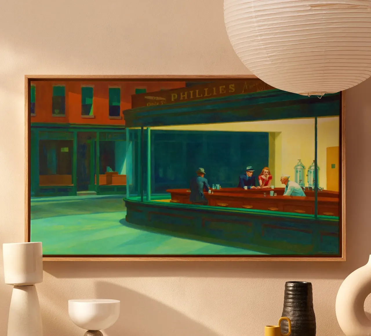 Nighthawks di Edward Hopper. tela con Cornice a cassetta da Chérie Prints