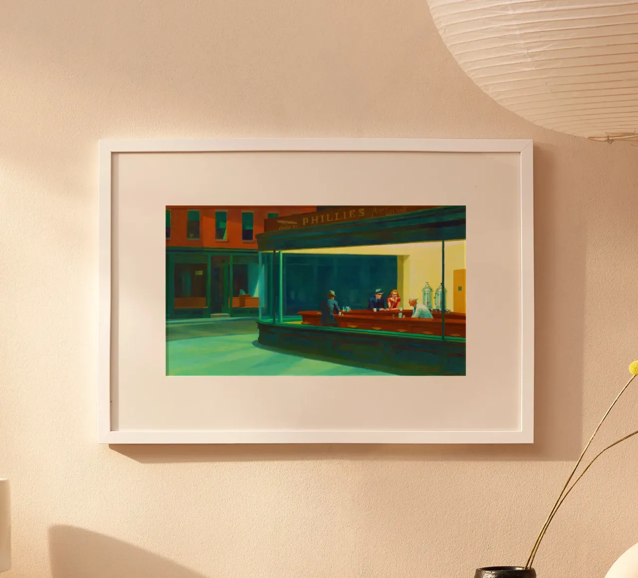 Nighthawks di Edward Hopper. poster con telaio in alluminio da Chérie Prints