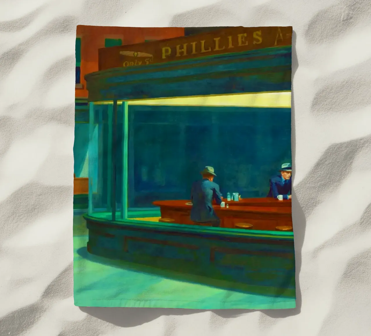 Nighthawks di Edward Hopper. telo mare da Chérie Prints