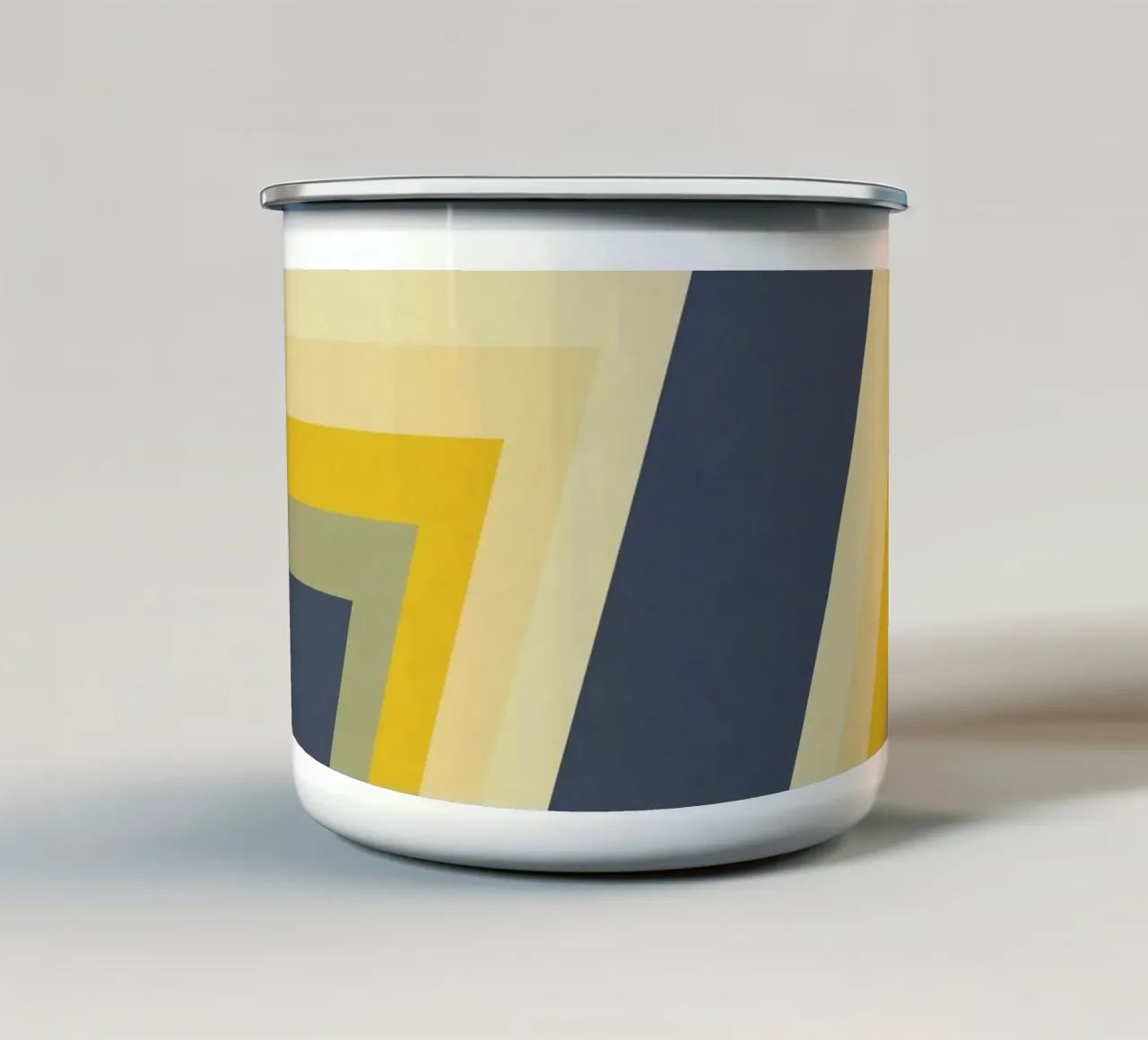 Strisce retrò vintage senza tempo in blu e giallo tazza in smalto da Petra Lang