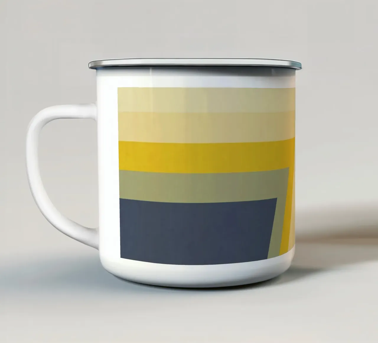 Strisce retrò vintage senza tempo in blu e giallo tazza in smalto da Petra Lang