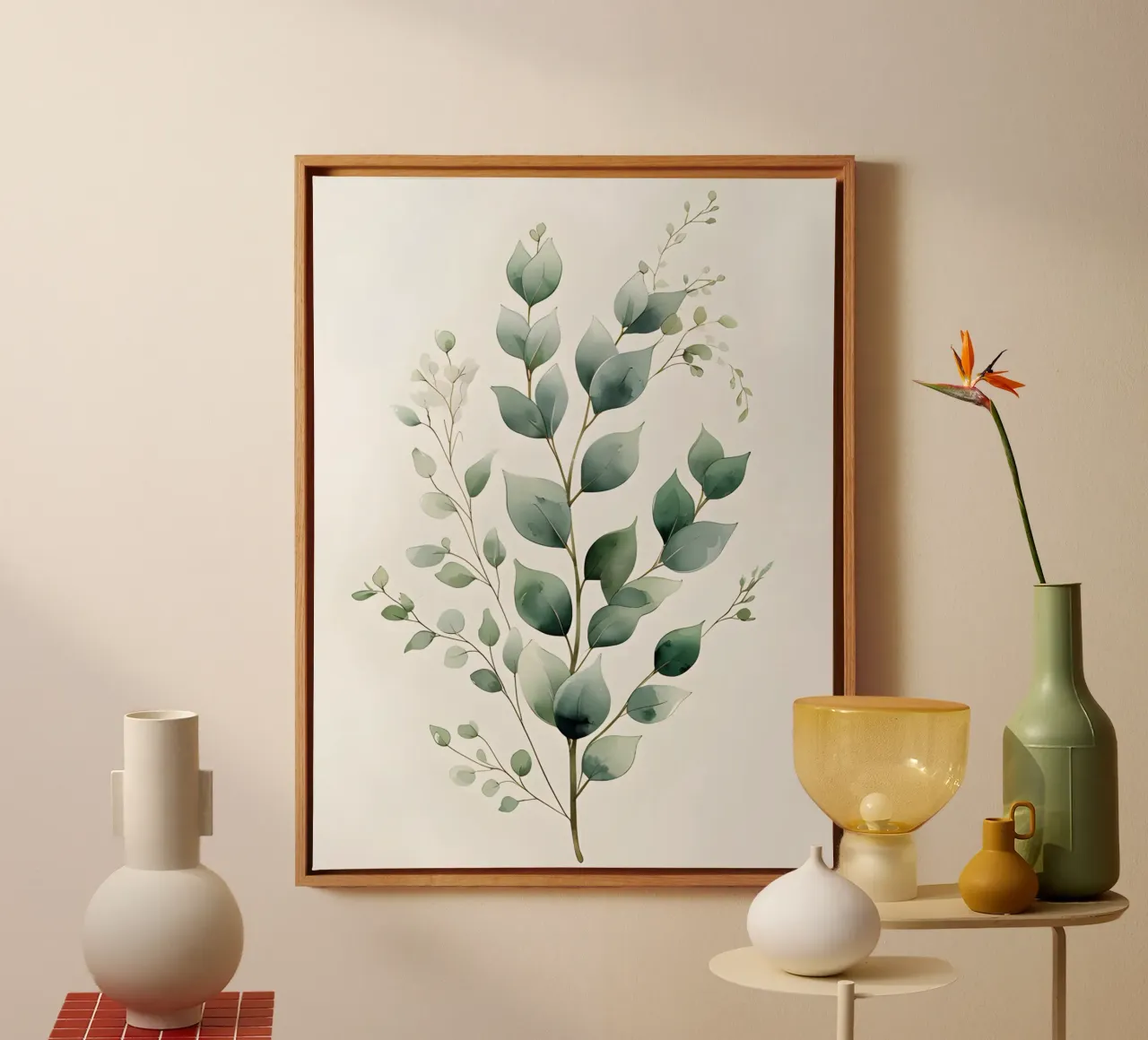 Eucalyptus - Watercolor Style tela con Cornice a cassetta da The Green Room