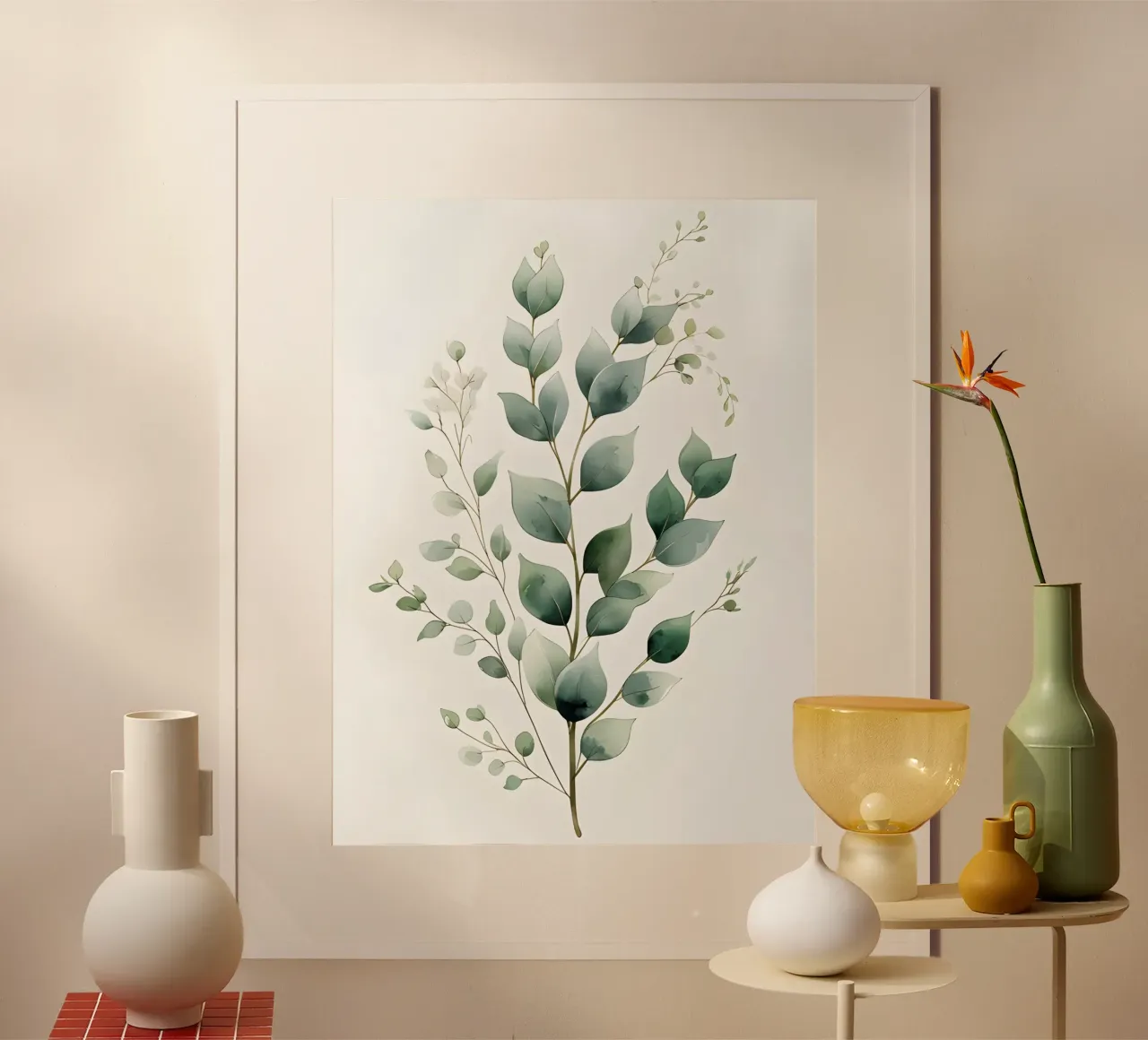 Eucalyptus - Watercolor Style poster con telaio in plastica da The Green Room