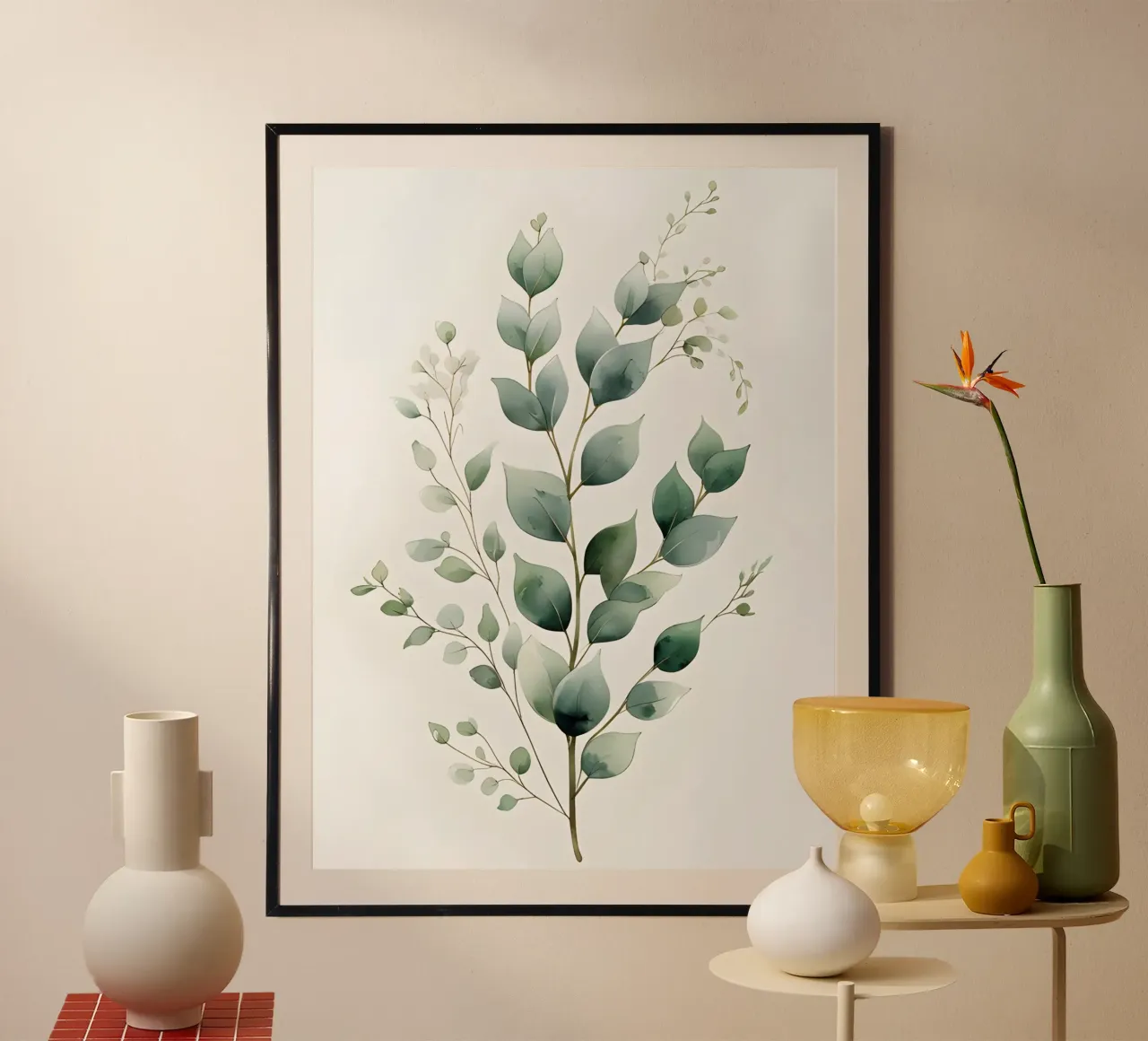 Eucalyptus - Watercolor Style poster con telaio in plastica da The Green Room