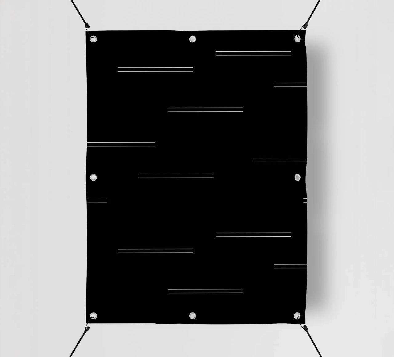 Minimal Mudcloth astratto Linee doppie | Bianco su nero telo in pvc da Beauty in Simplicity