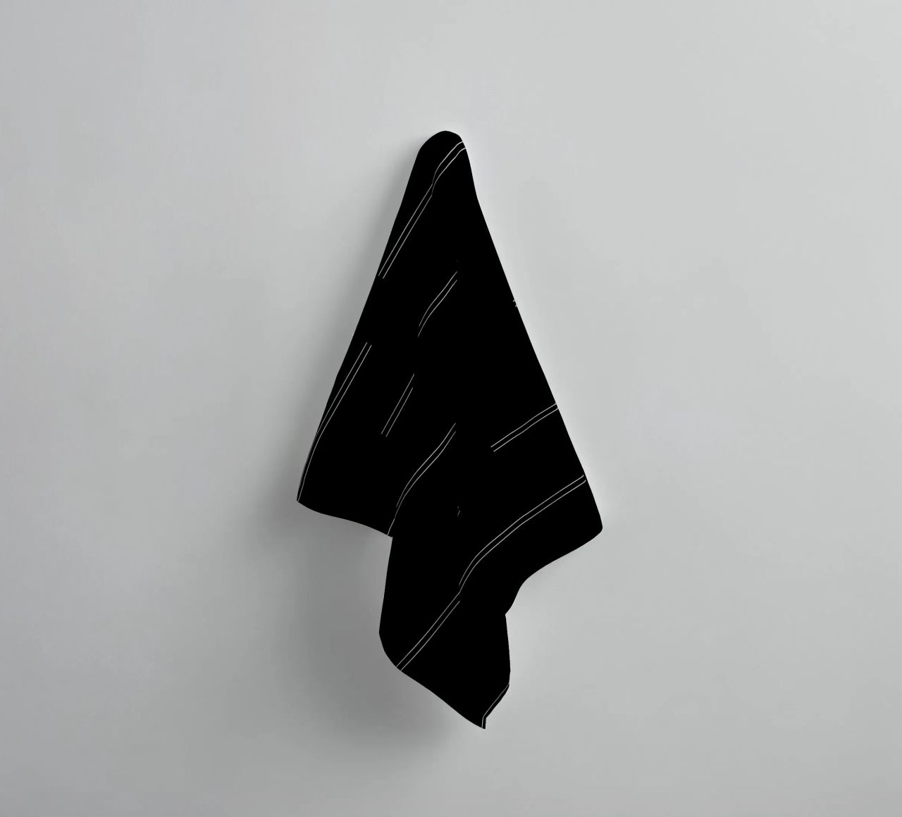 Minimal Mudcloth astratto Linee doppie | Bianco su nero asciugamano da bagno da Beauty in Simplicity