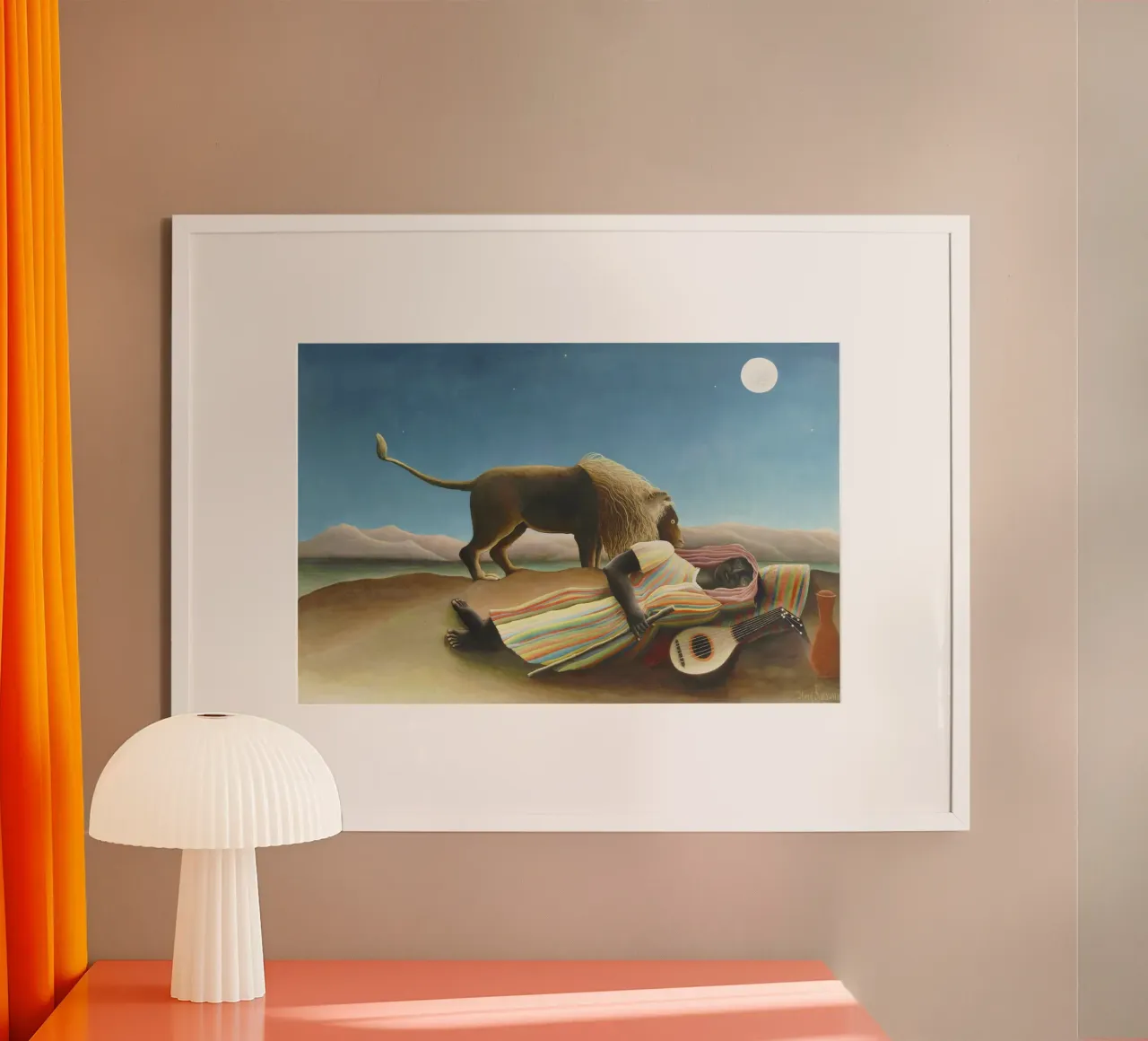 La zingara addormentata (1897) di Henri Rousseau poster con telaio in legno da Classic Art Prints