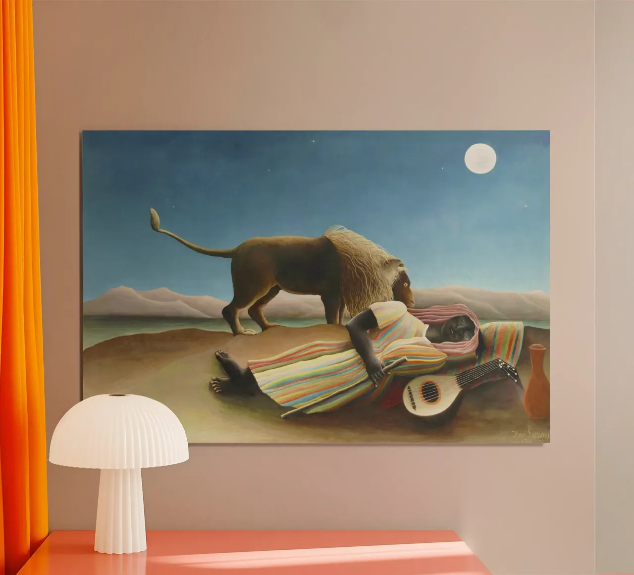La zingara addormentata (1897) di Henri Rousseau poster con telaio in legno da Classic Art Prints