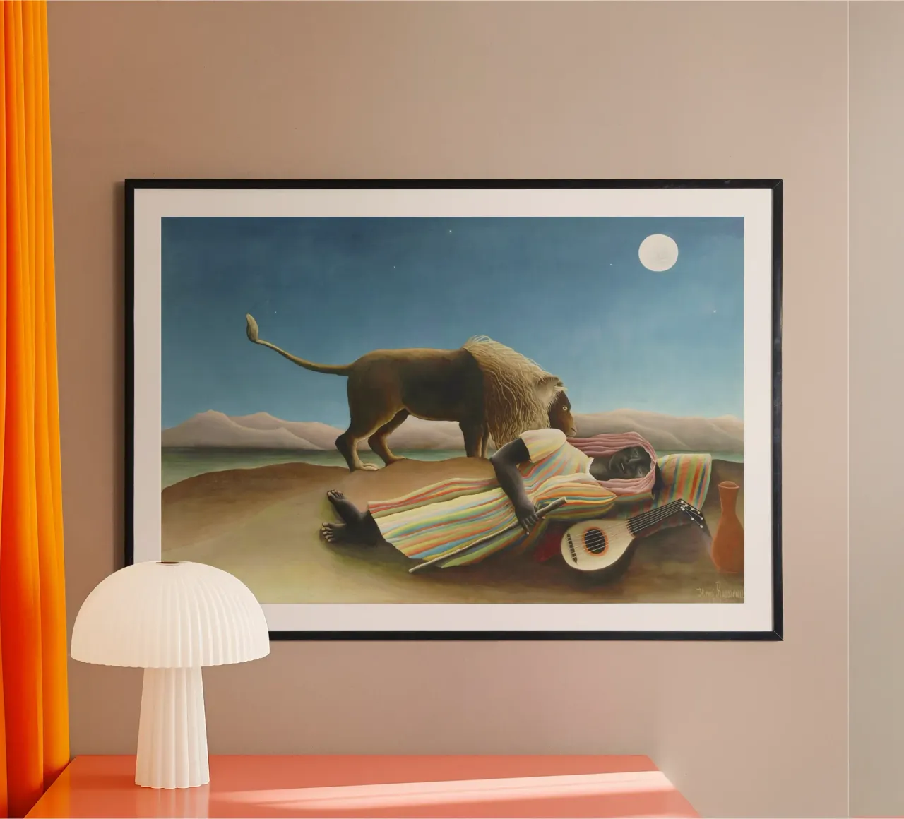La zingara addormentata (1897) di Henri Rousseau poster con telaio in legno da Classic Art Prints