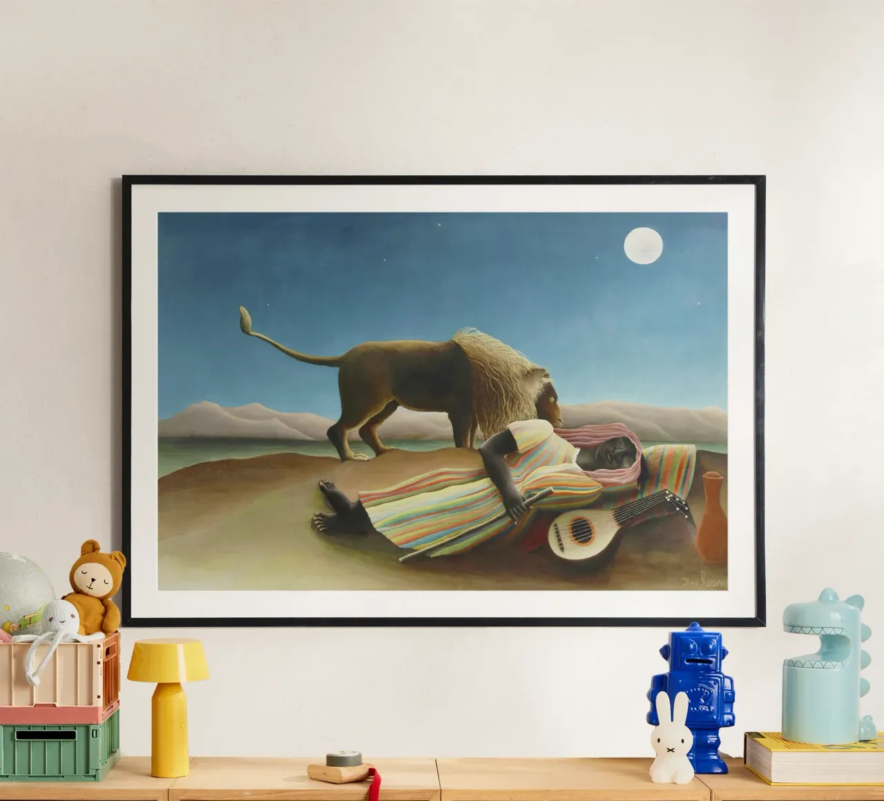 La zingara addormentata (1897) di Henri Rousseau poster con telaio in plastica da Art History