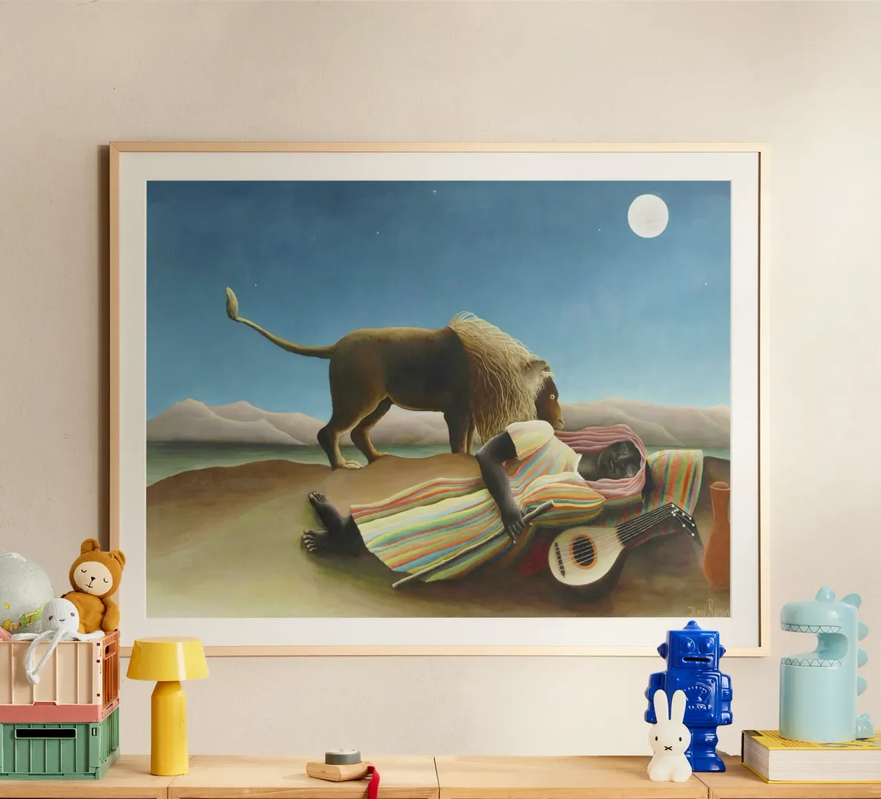 La zingara addormentata (1897) di Henri Rousseau poster con telaio in plastica da Art History