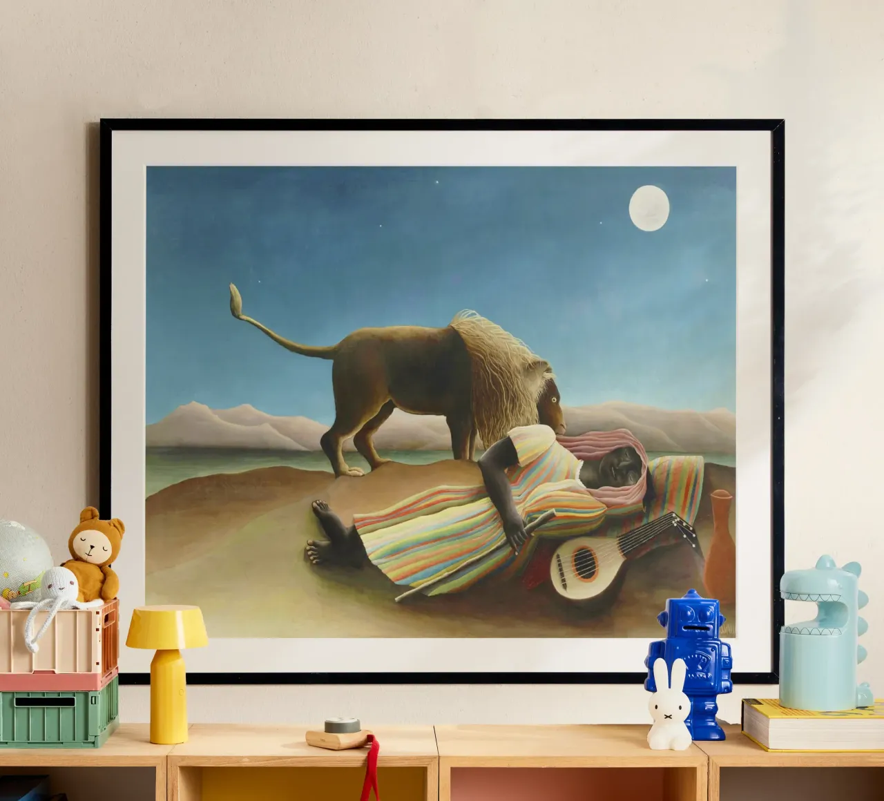 La zingara addormentata (1897) di Henri Rousseau poster con telaio in plastica da Art History
