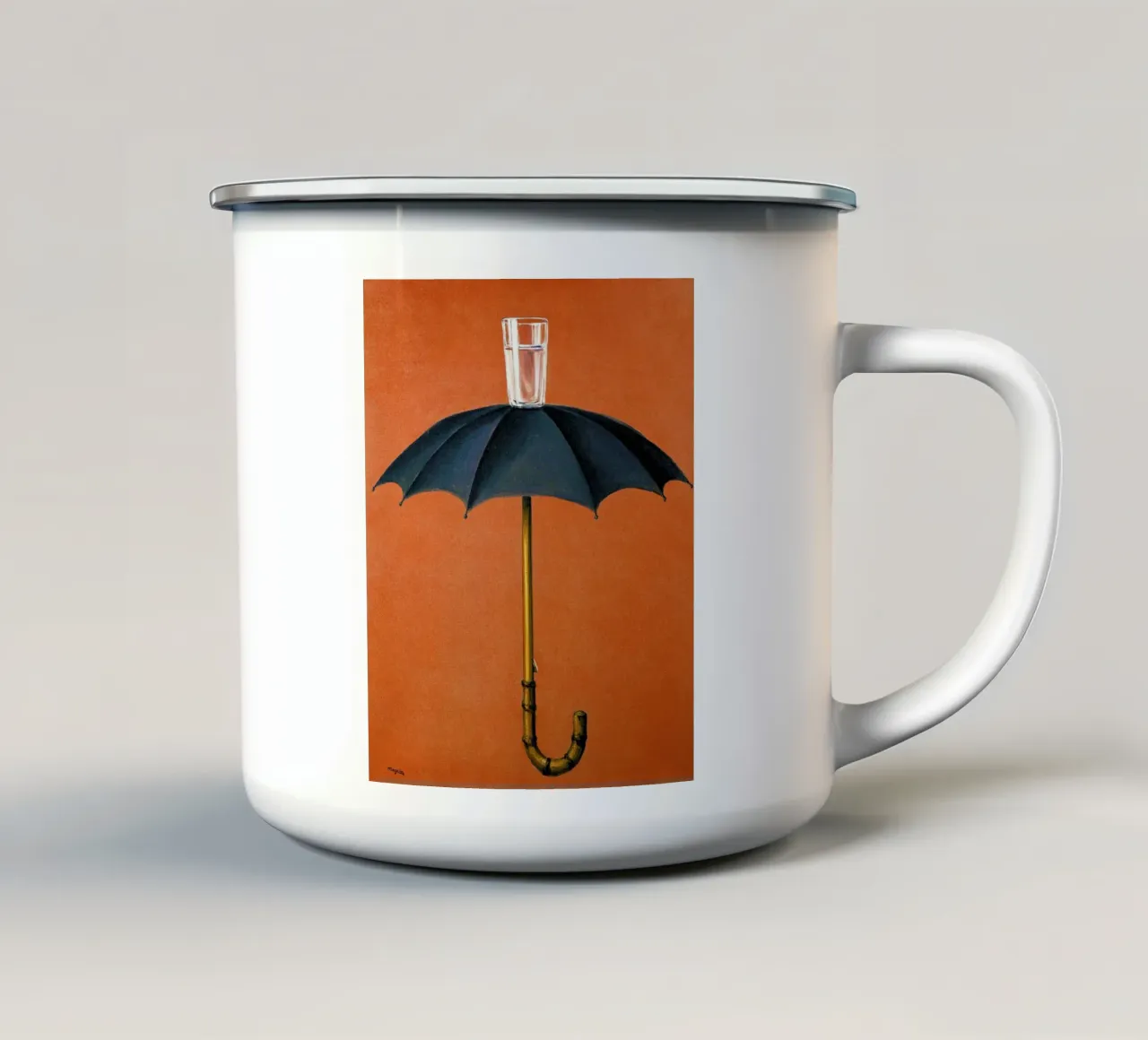 Le vacanze di Hegel di René Magritte tazza in smalto da Classic Art Prints