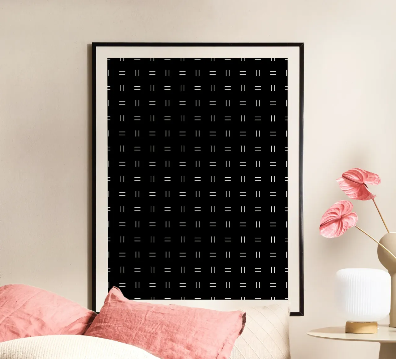 Minimal Classic Scandi Linee doppie | Bianco su nero carta hahnemühle da Beauty in Simplicity