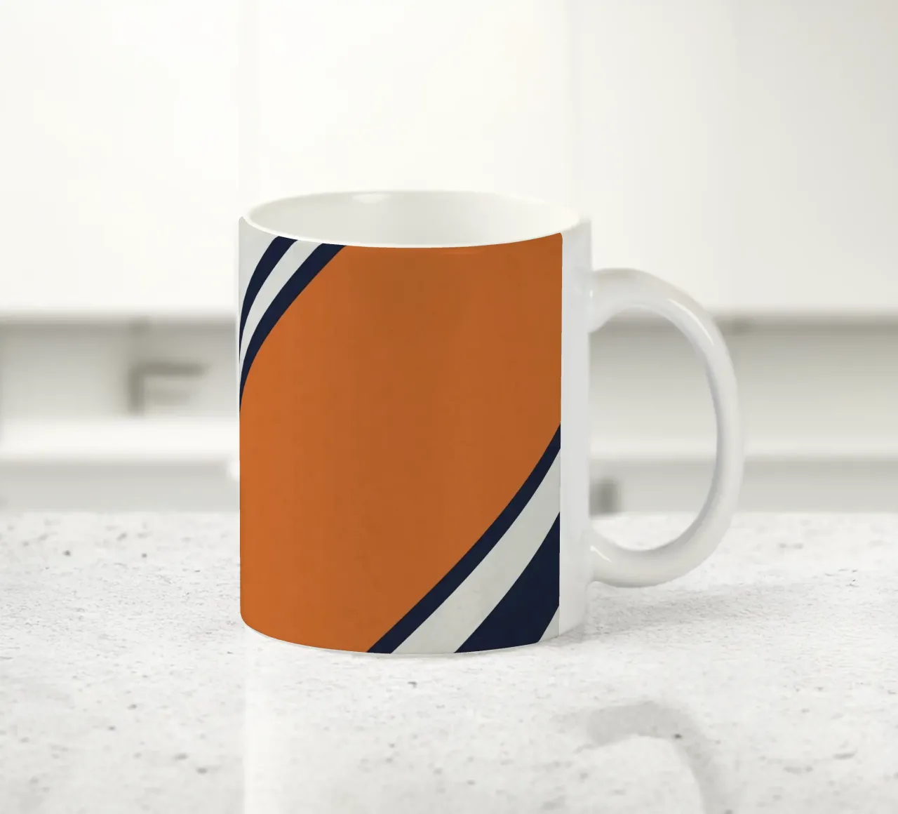 Strisce retrò in blu arancione tazza in ceramica da Petra Lang
