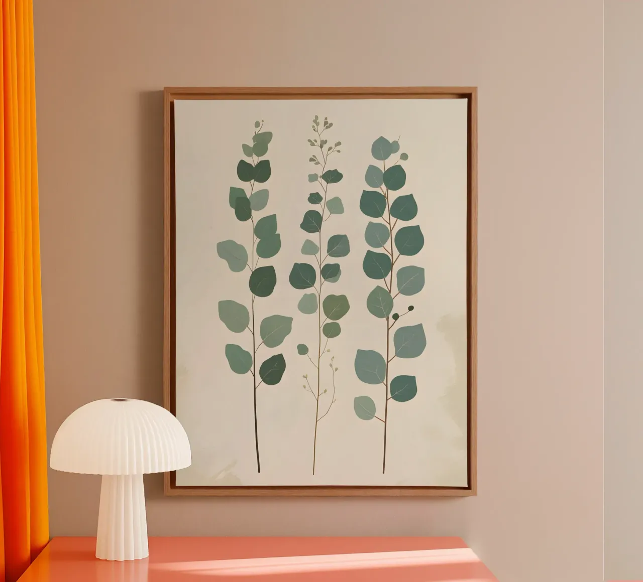 Eucalyptus - Multiple Stems canvas with Floater frame by The Green Room