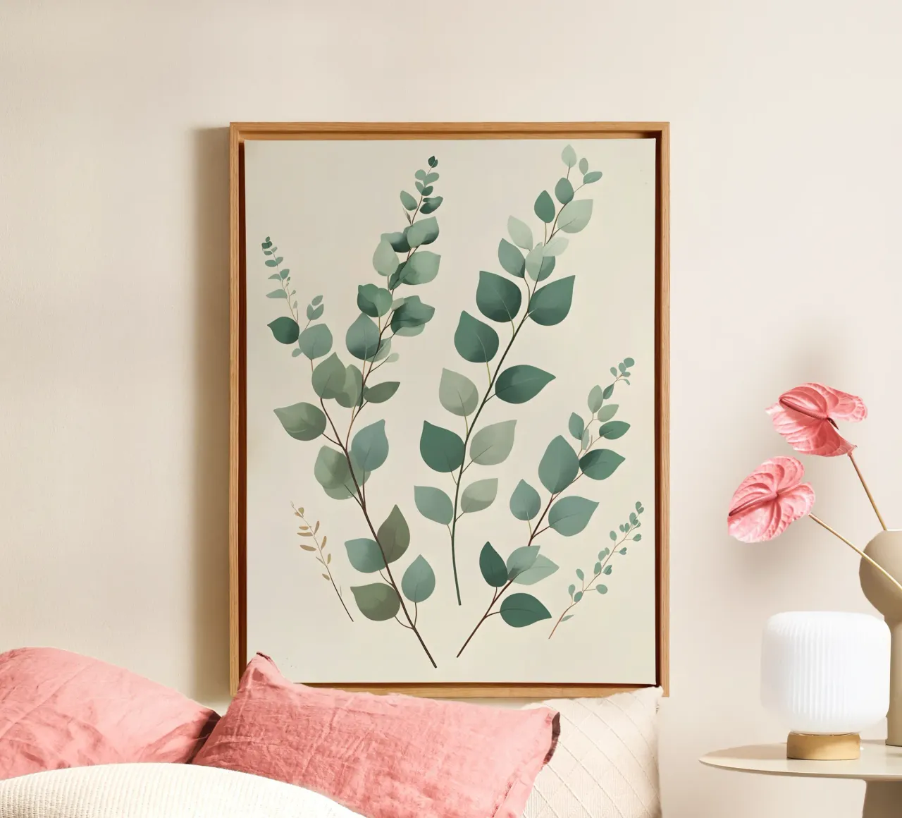 Eucalyptus - Multiple Stems canvas with Floater frame by The Green Room
