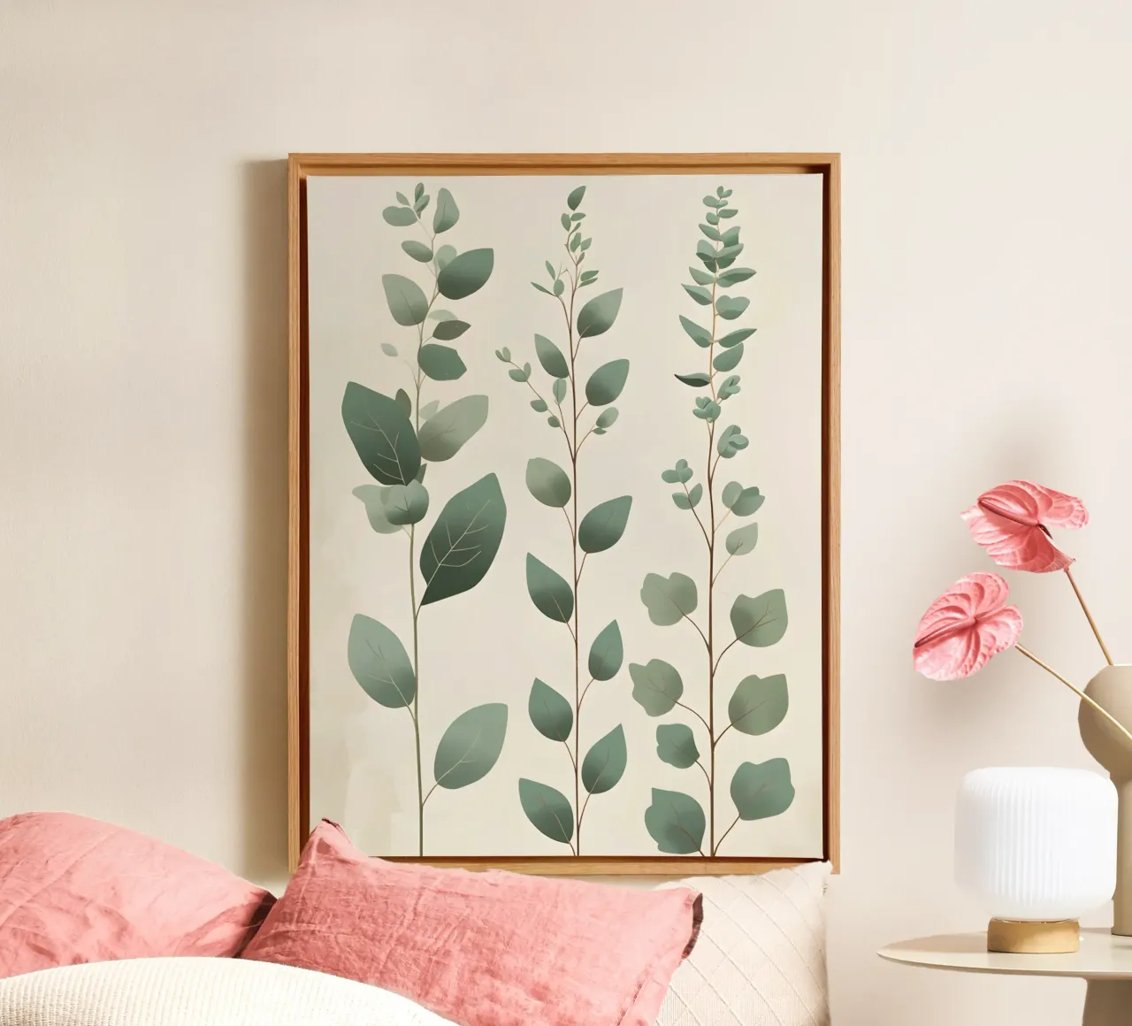 Eucalyptus - Multiple Stems canvas with Floater frame by The Green Room