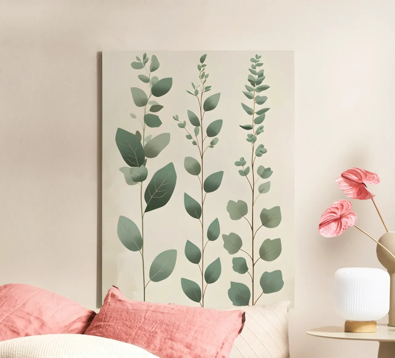 Eucalyptus - Multiple Stems canvas with Floater frame by The Green Room