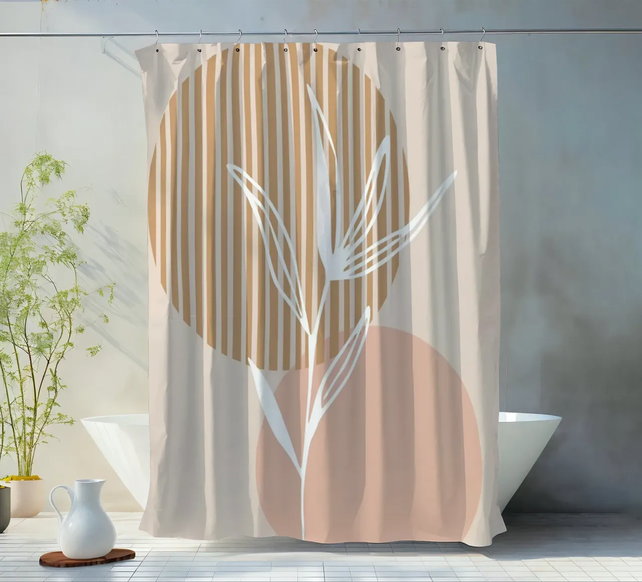 white sheet with circles tenda da doccia da vintageshop
