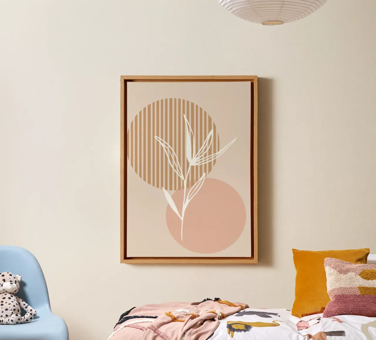 white sheet with circles canvas met Baklijst van vintageshop