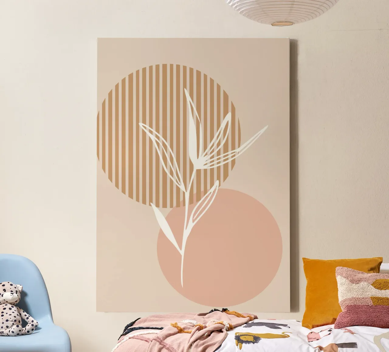 white sheet with circles canvas met Baklijst van vintageshop