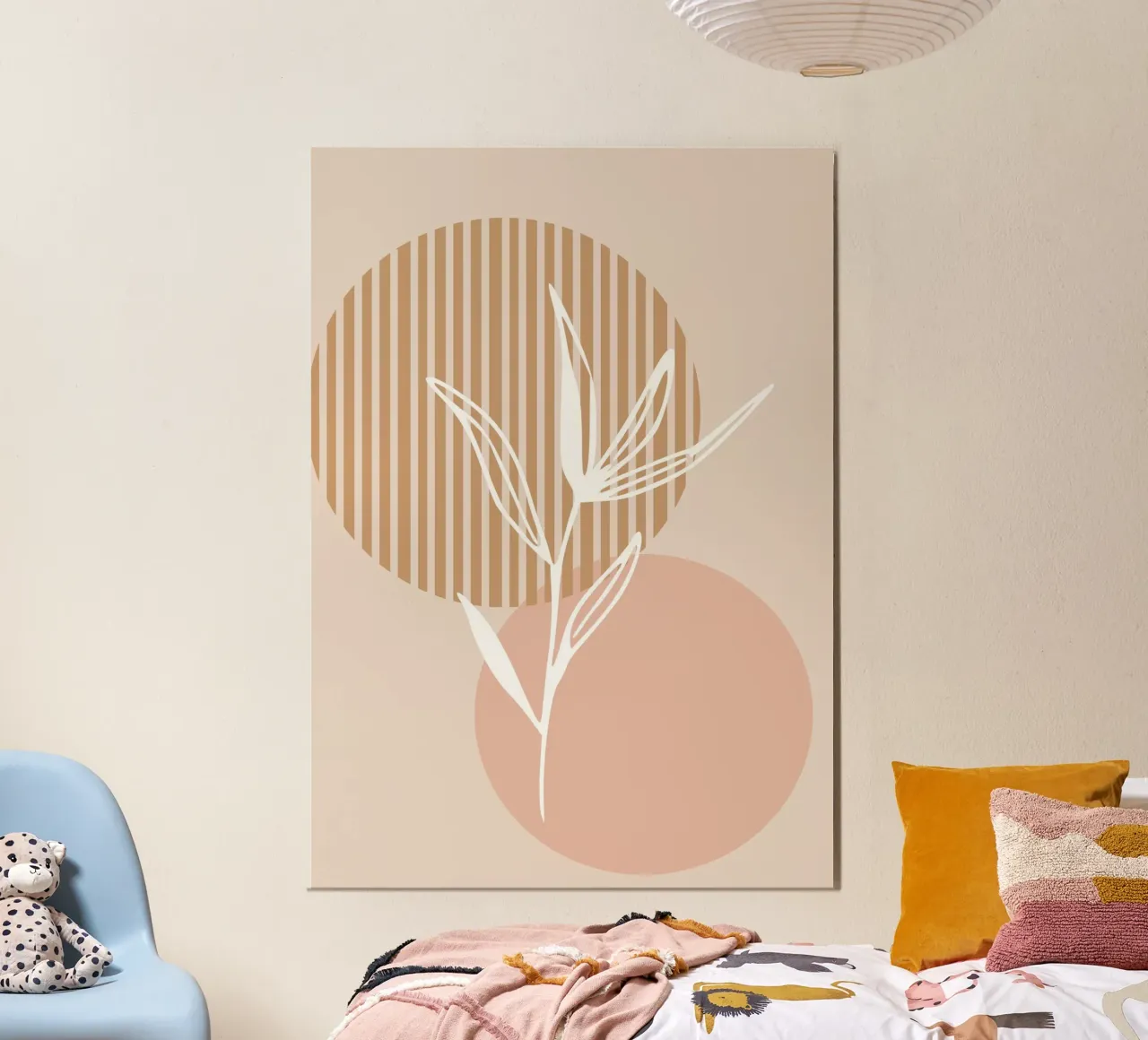 white sheet with circles poster con telaio in legno da vintageshop