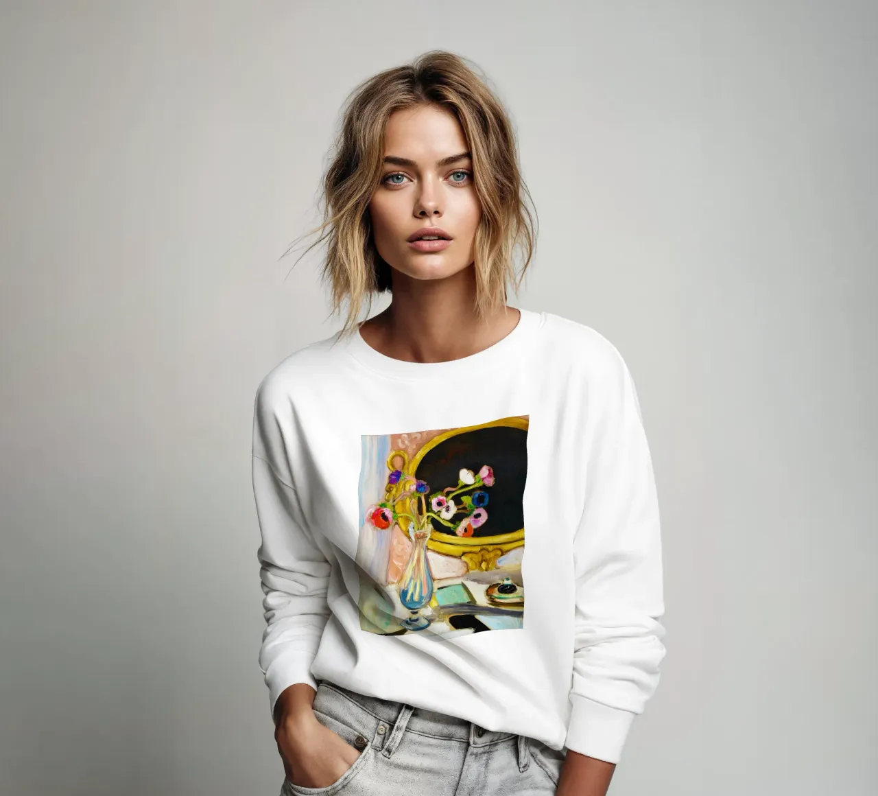 Anemonen mit schwarzem Spiegel (1919) by Henri Matisse Sweatshirt von Venus Art