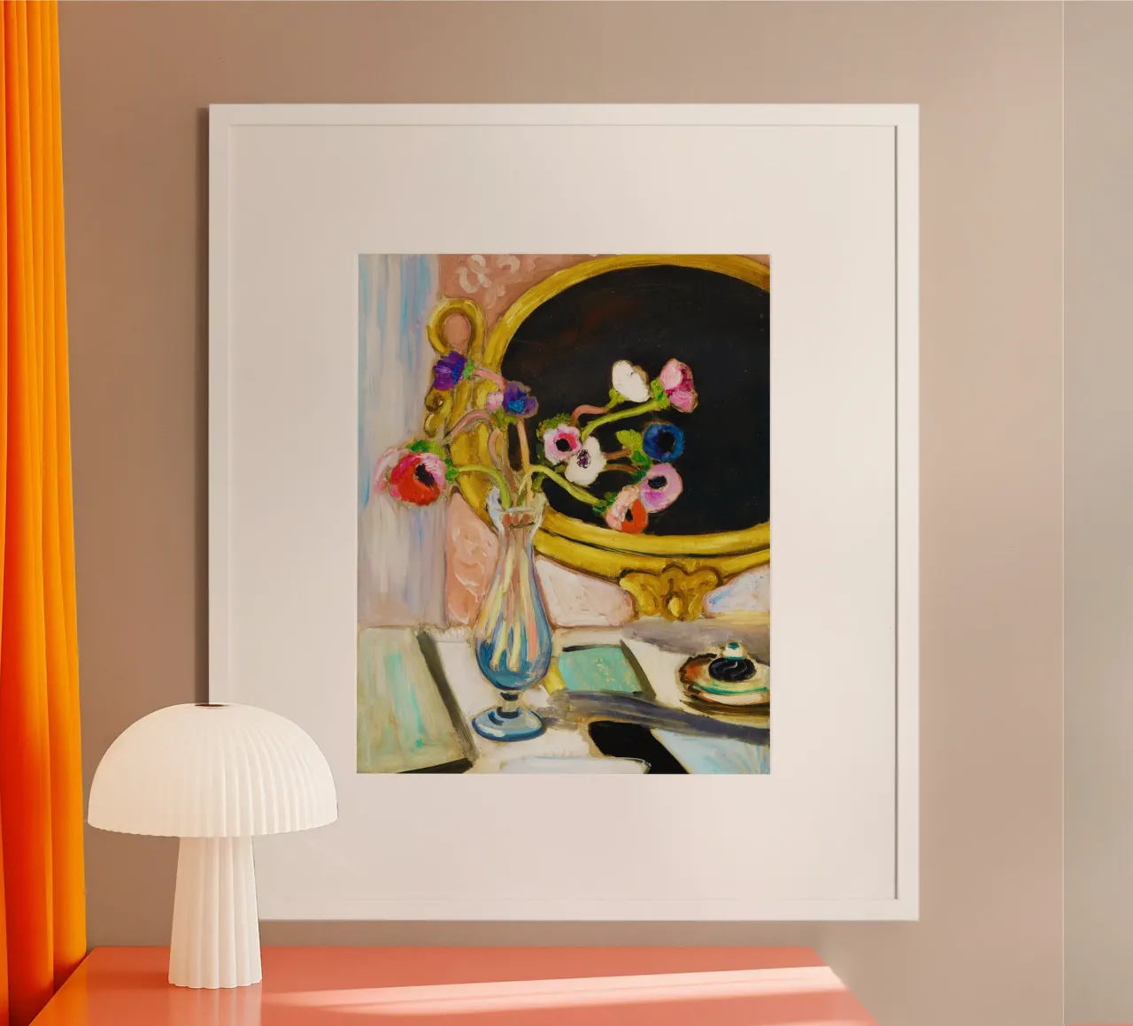 Anemoni con specchio nero (1919) di Henri Matisse poster con telaio in plastica da Venus Art