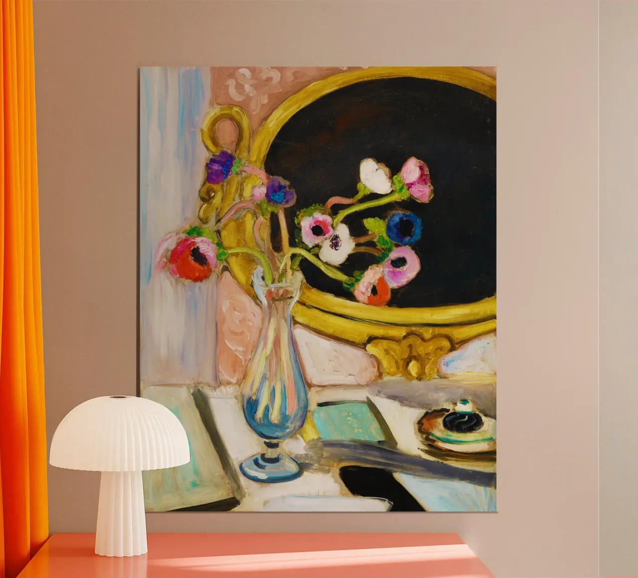 Anemoni con specchio nero (1919) di Henri Matisse poster con telaio in plastica da Venus Art