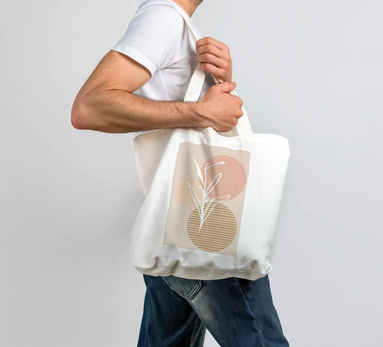 white sheet with even circles borsa in juta da vintageshop