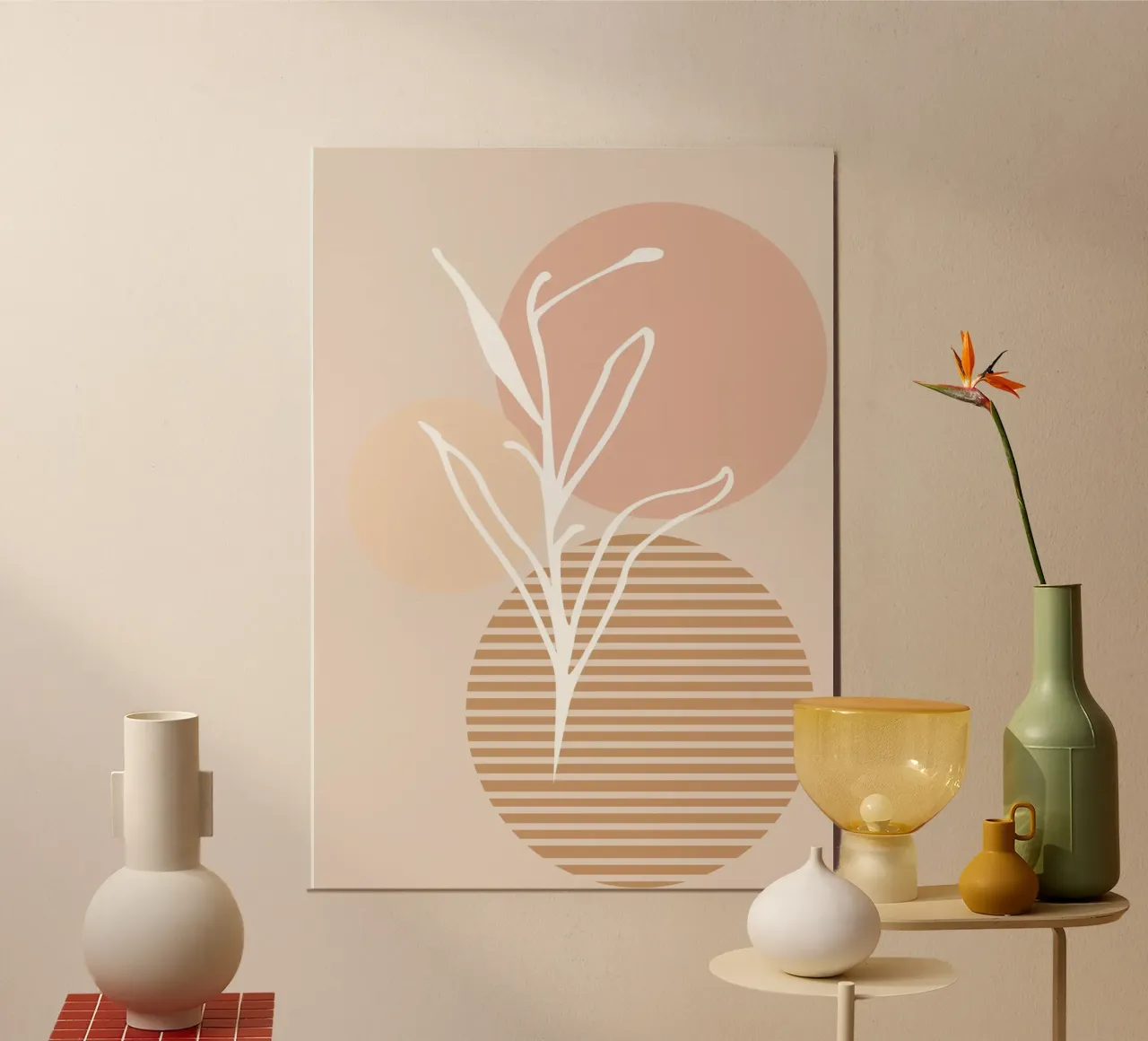 white sheet with even circles poster con telaio in legno da vintageshop