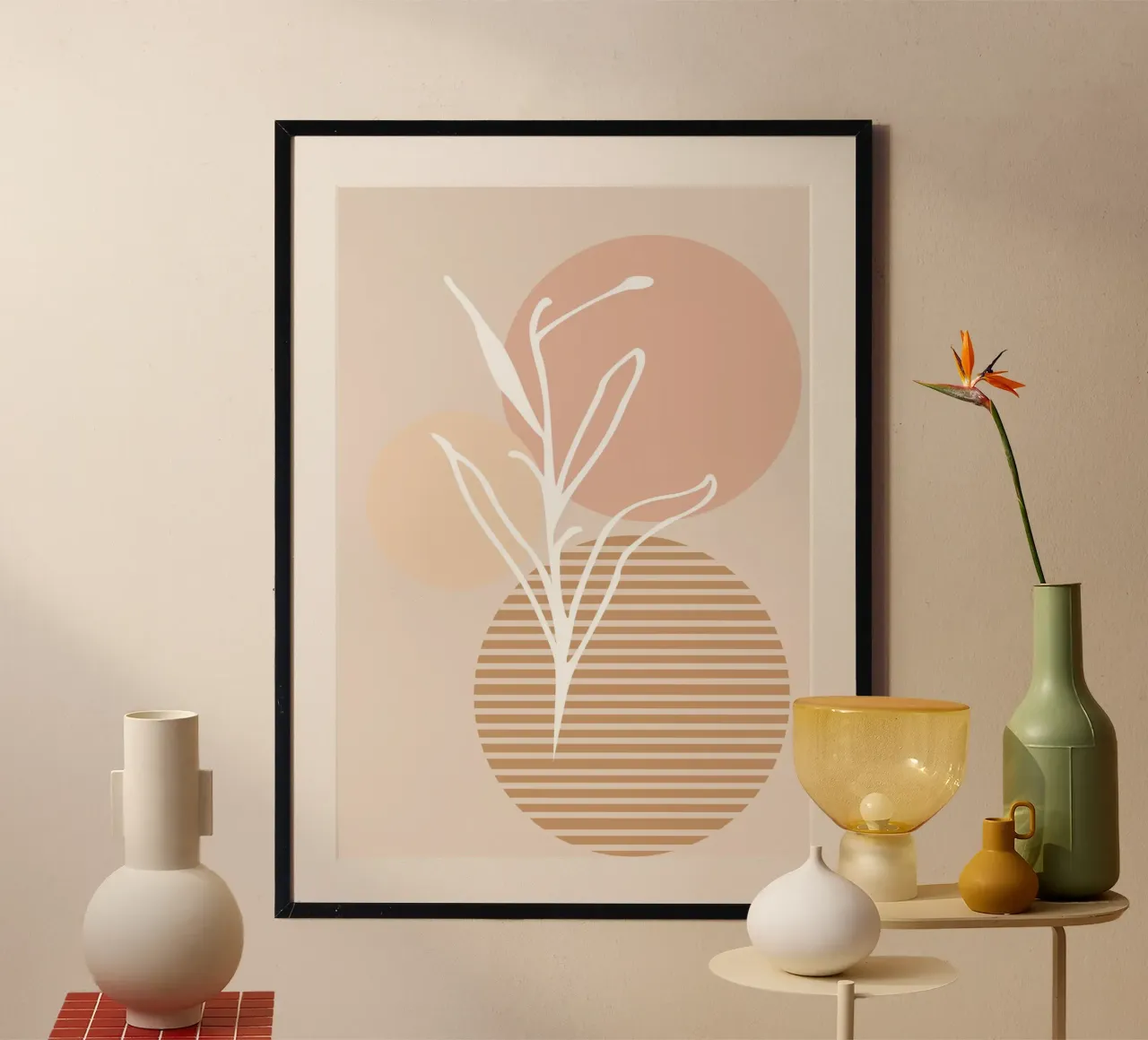 white sheet with even circles poster con telaio in legno da vintageshop