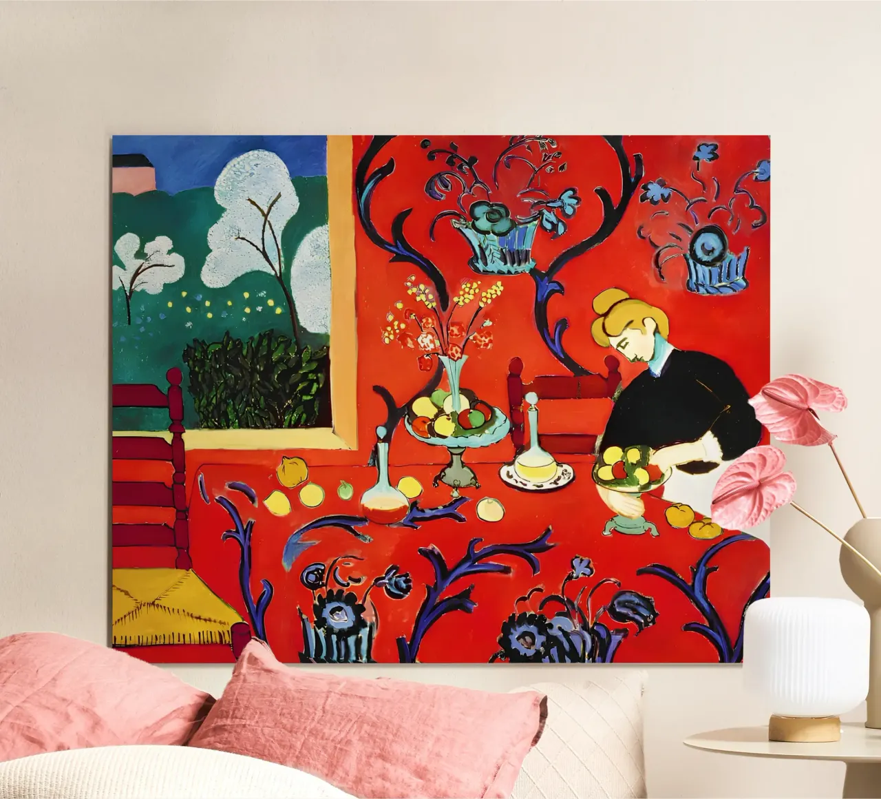 Il dessert: armonia in rosso (1908) di Henri Matisse poster con telaio in alluminio da Venus Art