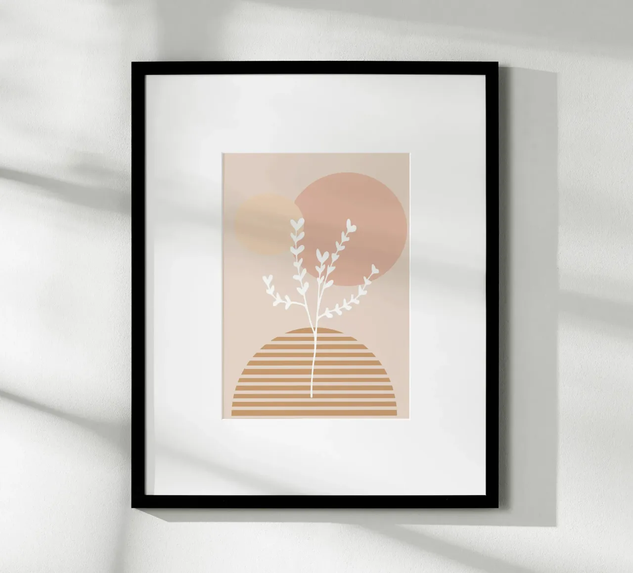 abstract white branch poster con telaio in legno da vintageshop