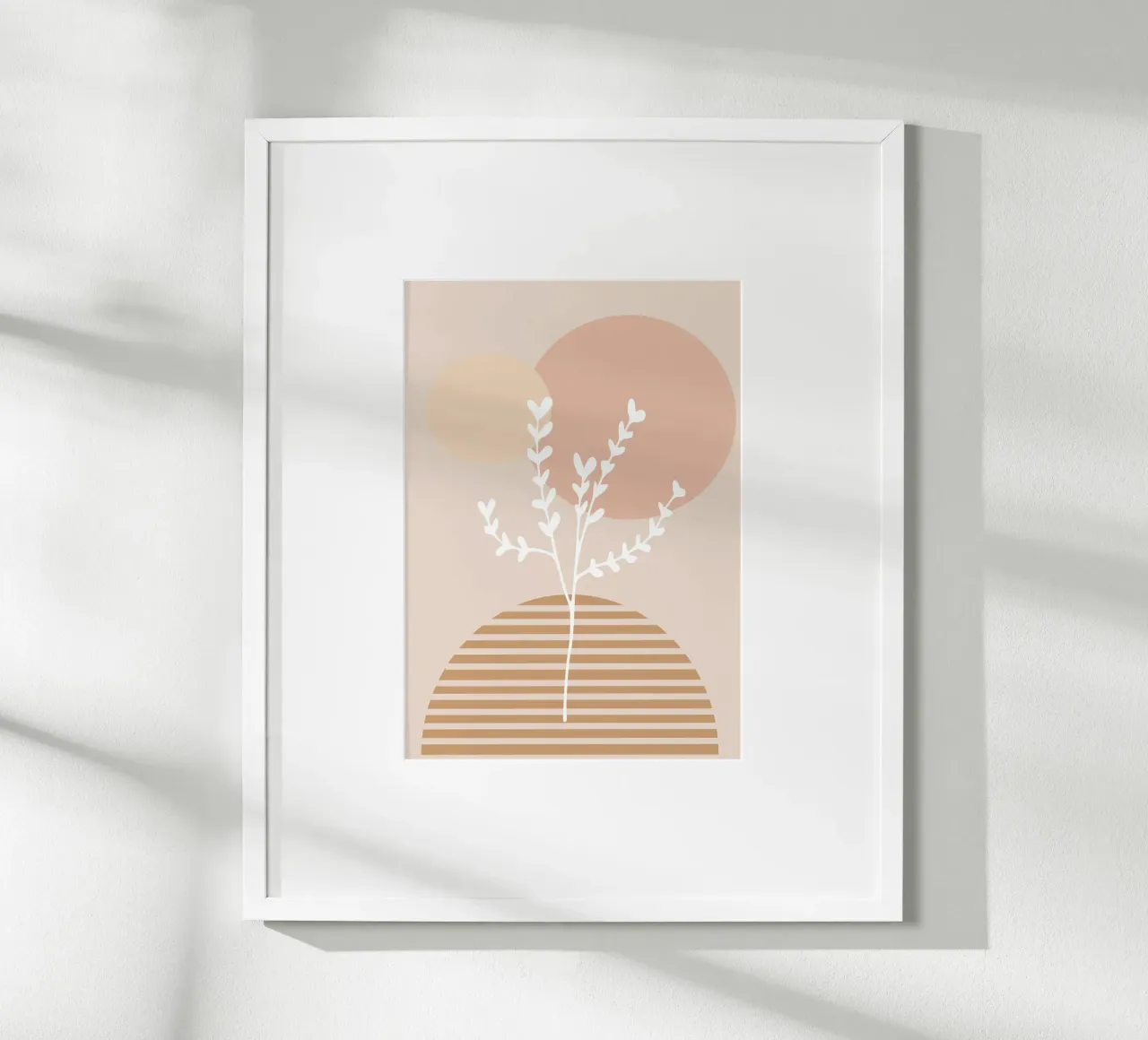 abstract white branch poster con telaio in legno da vintageshop