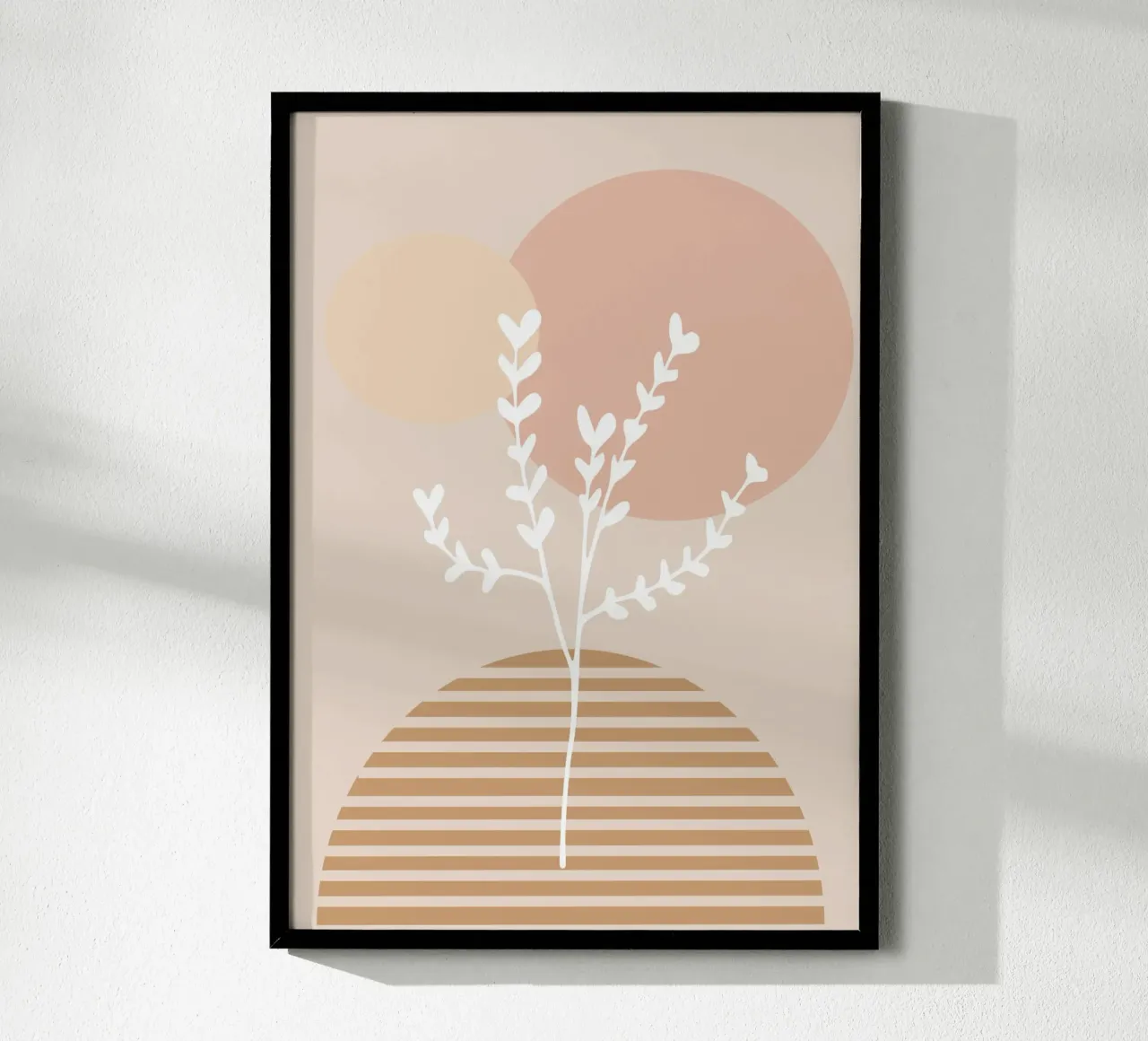 abstract white branch poster con telaio in legno da vintageshop
