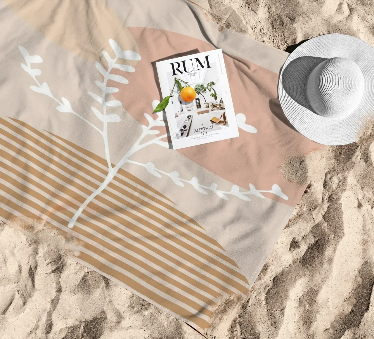 abstract white branch telo mare da vintageshop