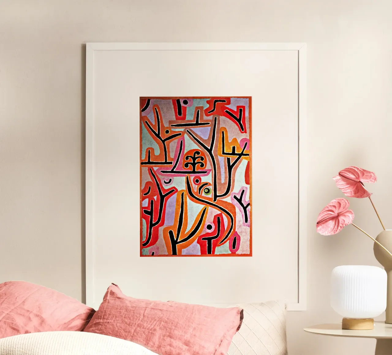 linee curve alberi poster con telaio in legno da Karl Martin
