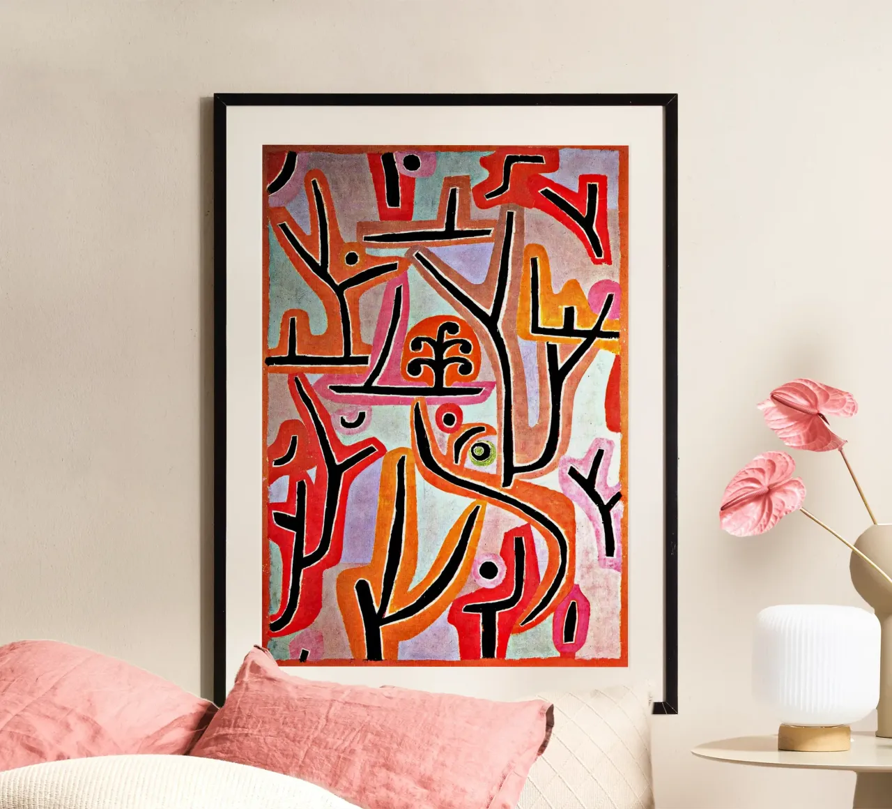 linee curve alberi poster con telaio in legno da Karl Martin